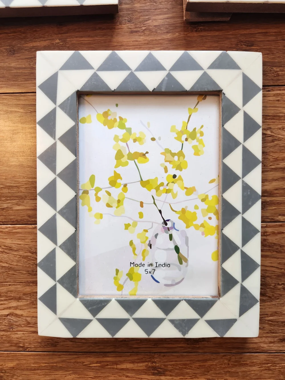 New Geometric Ivory and Gray Decorative Neutral Photo Frame Set - 3 Pack